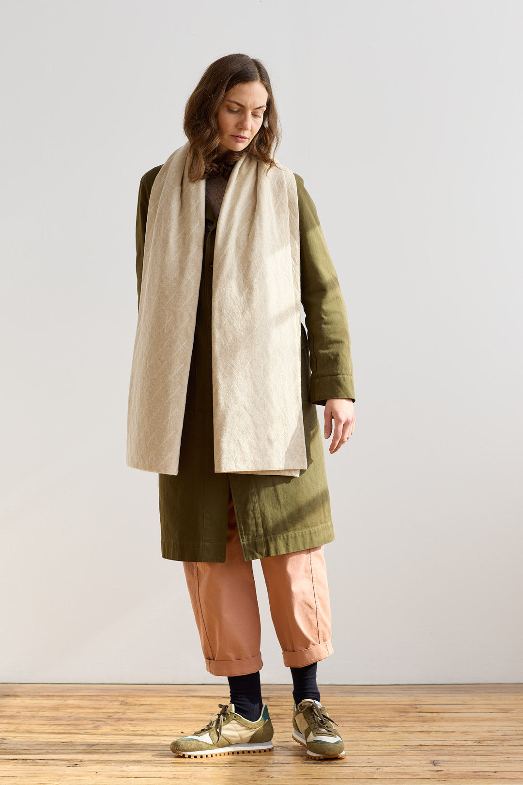 Scarf "Forest" - Oatmeal & White