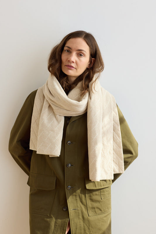 Scarf "Forest" - Oatmeal & White