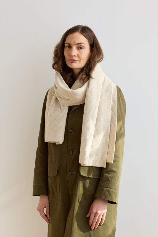Scarf "Forest" - Oatmeal & White