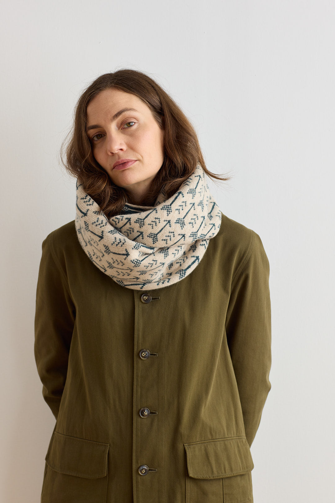 Circle Scarf "Arrow" - Oatmeal & Ink