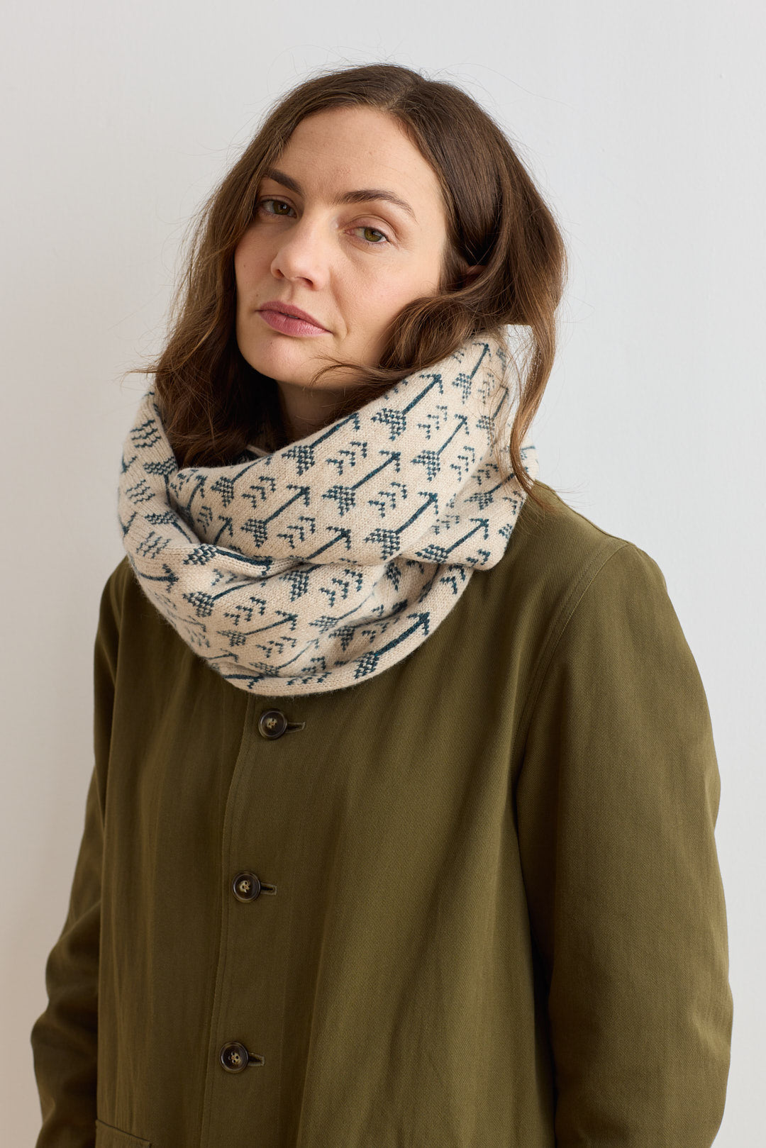 Circle Scarf "Arrow" - Oatmeal & Ink