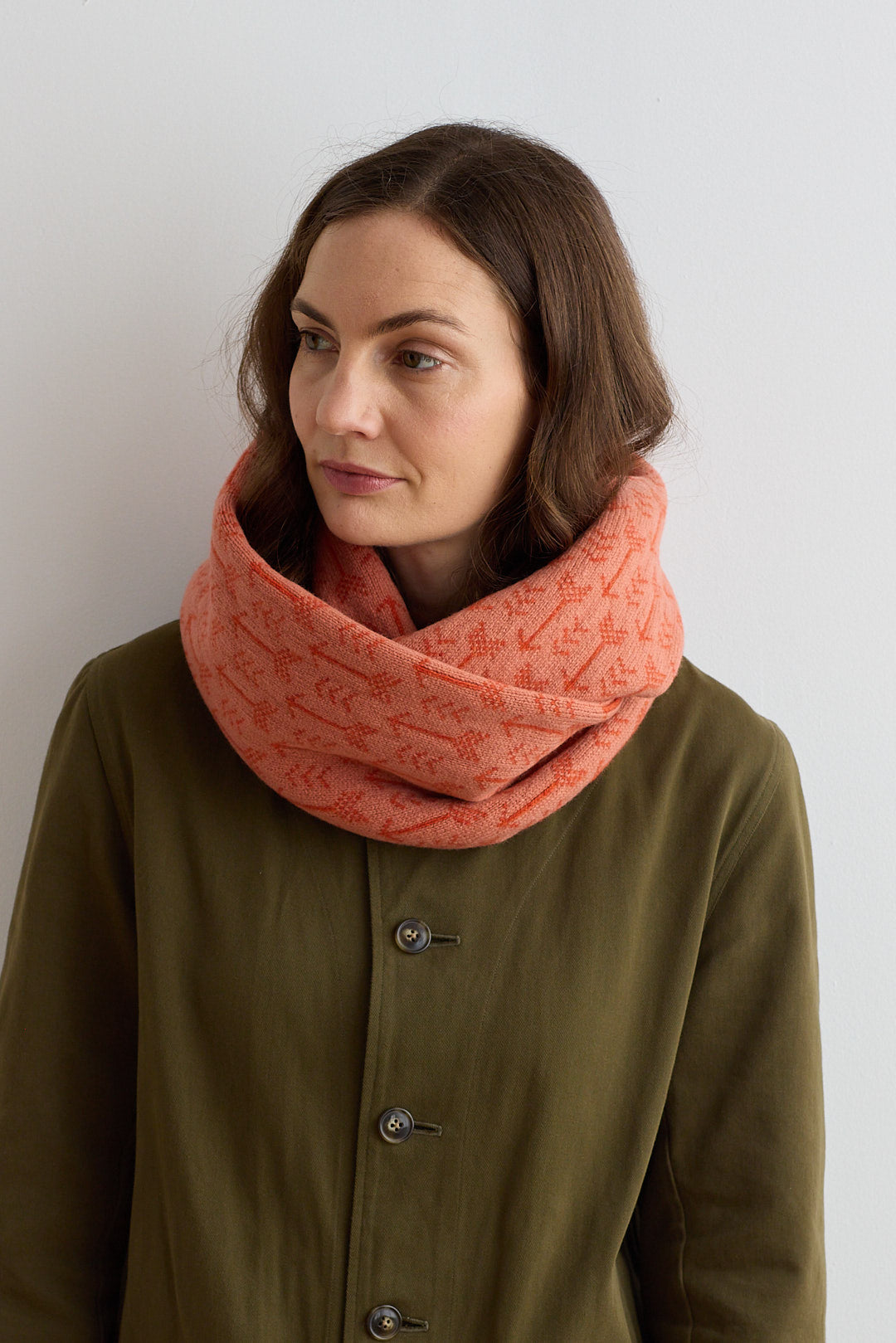 Circle Scarf "Arrow" - Rosehip & Rust