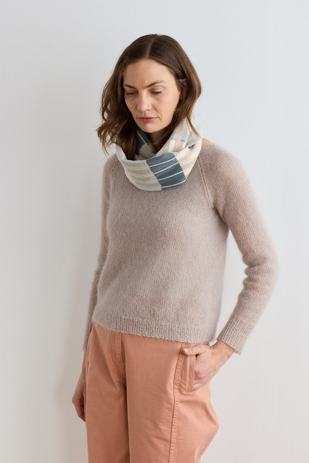 Circle Scarf "Harbour" - Aspen & Oatmeal