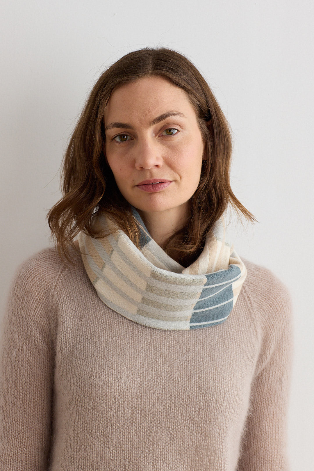 Circle Scarf "Harbour" - Aspen & Oatmeal