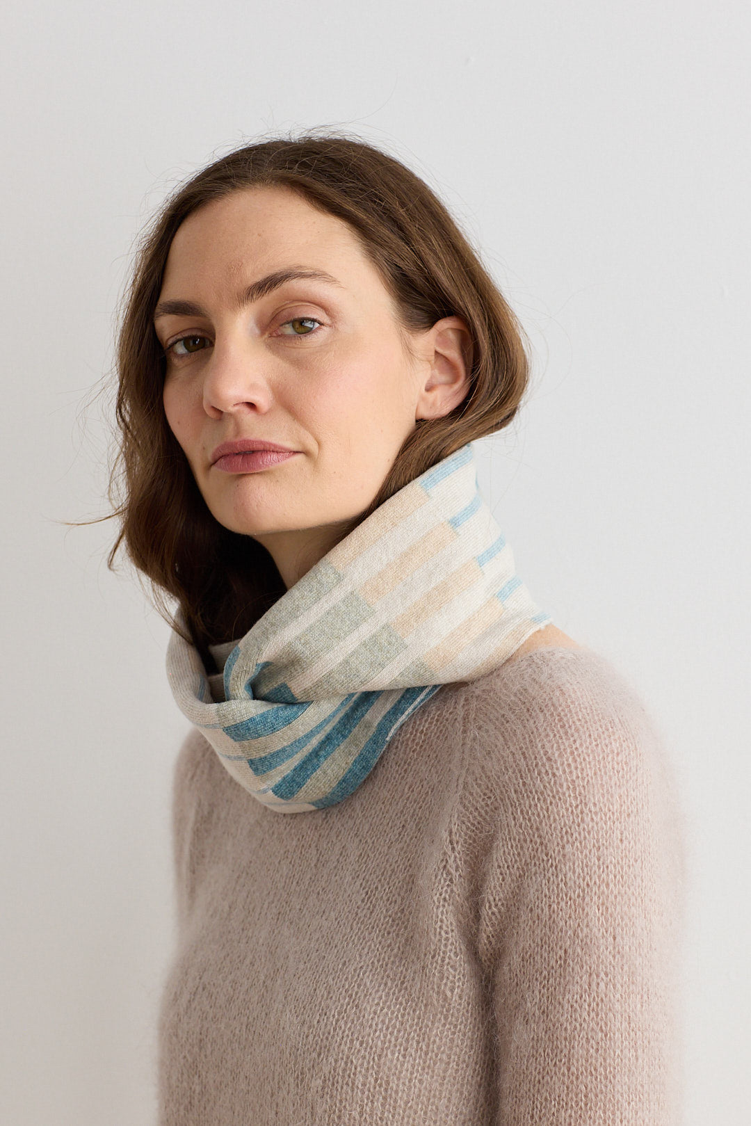 Circle Scarf "Harbour" - North Sea & Oatmeal