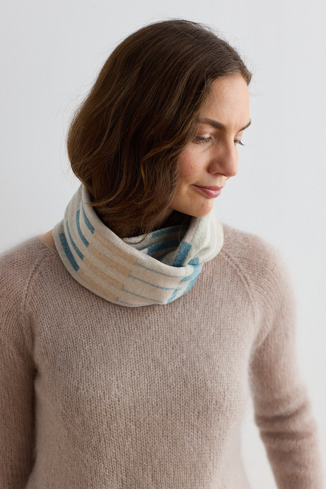 Circle Scarf "Harbour" - North Sea & Oatmeal