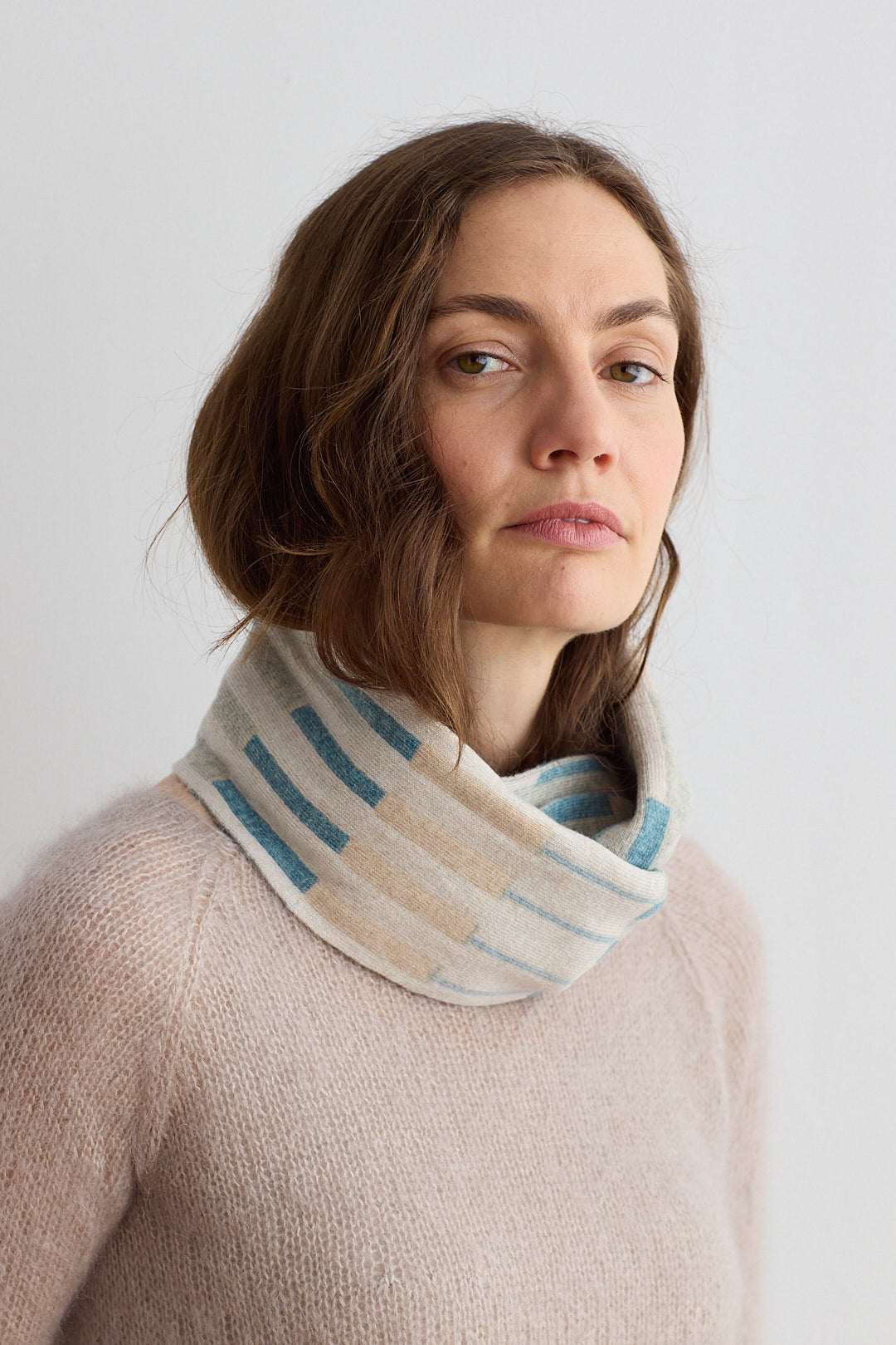 Circle Scarf "Harbour" - North Sea & Oatmeal