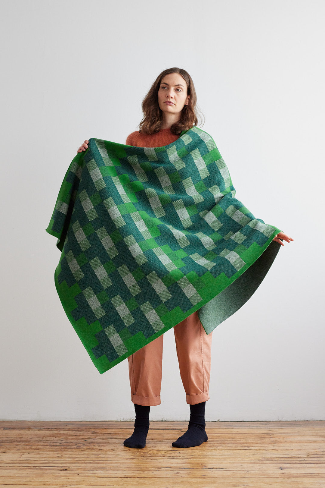 Blanket "Faro" - Oxide Green & Seashell