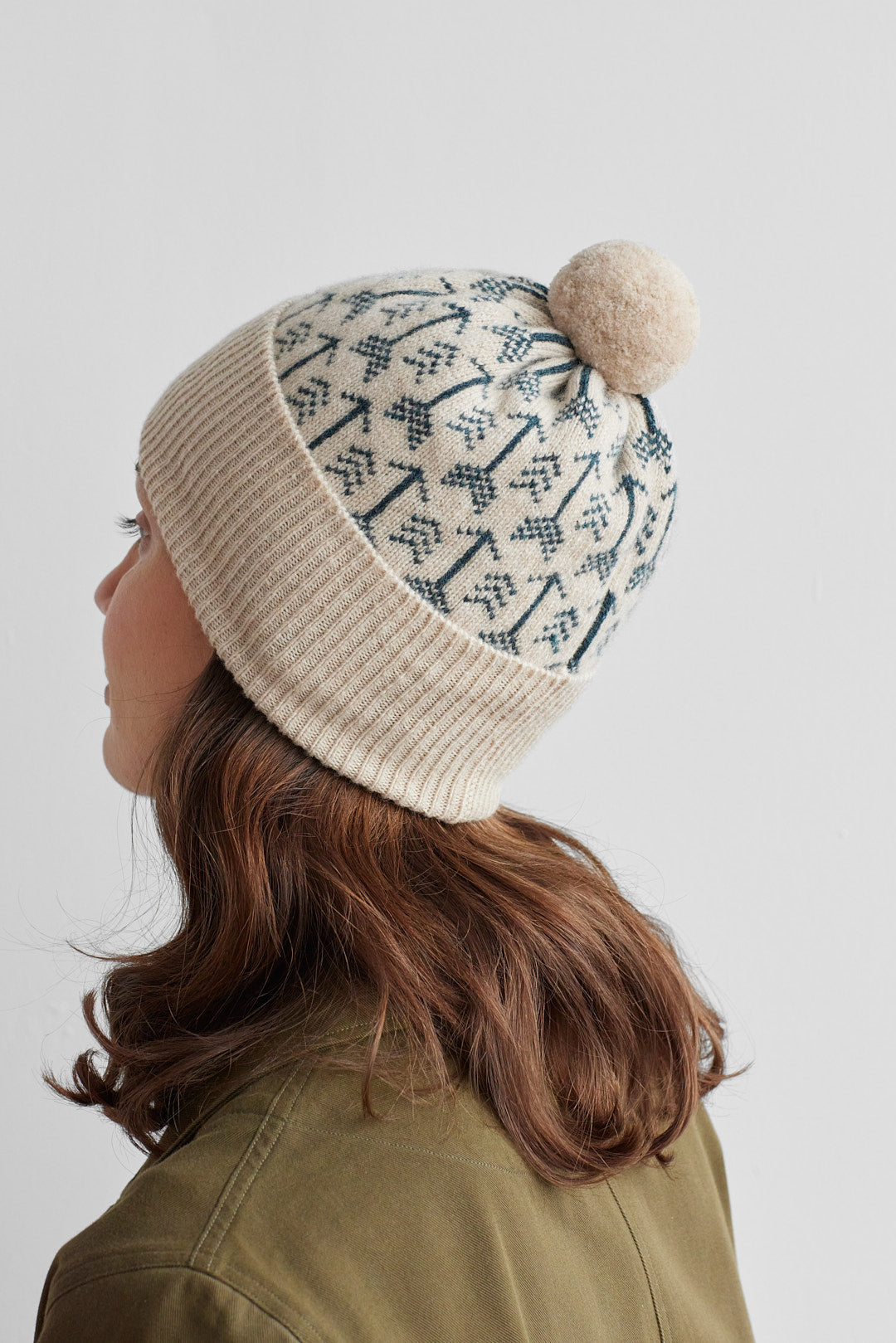 Pom Hat "Arrow" - Oatmeal & Ink