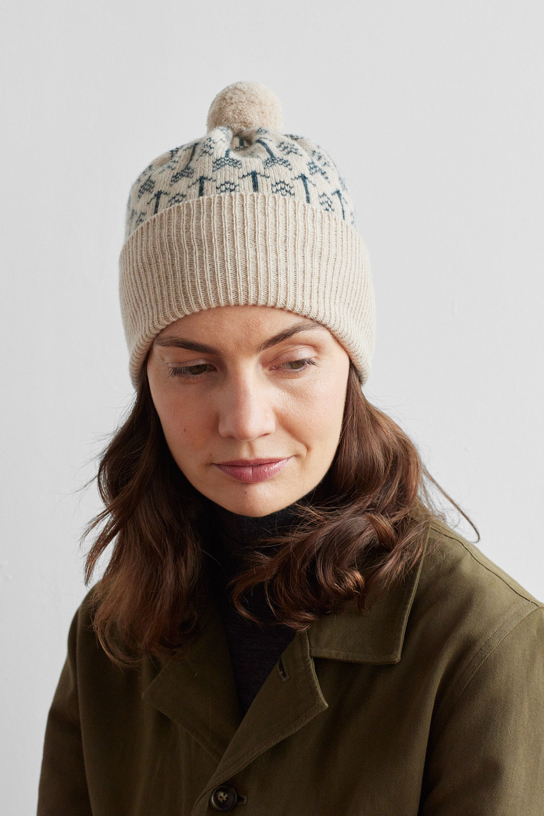 Pom Hat "Arrow" - Oatmeal & Ink