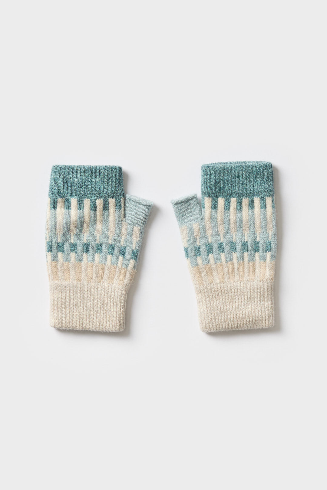 Fingerless Mitten "Harbour" - North Sea & Oatmeal