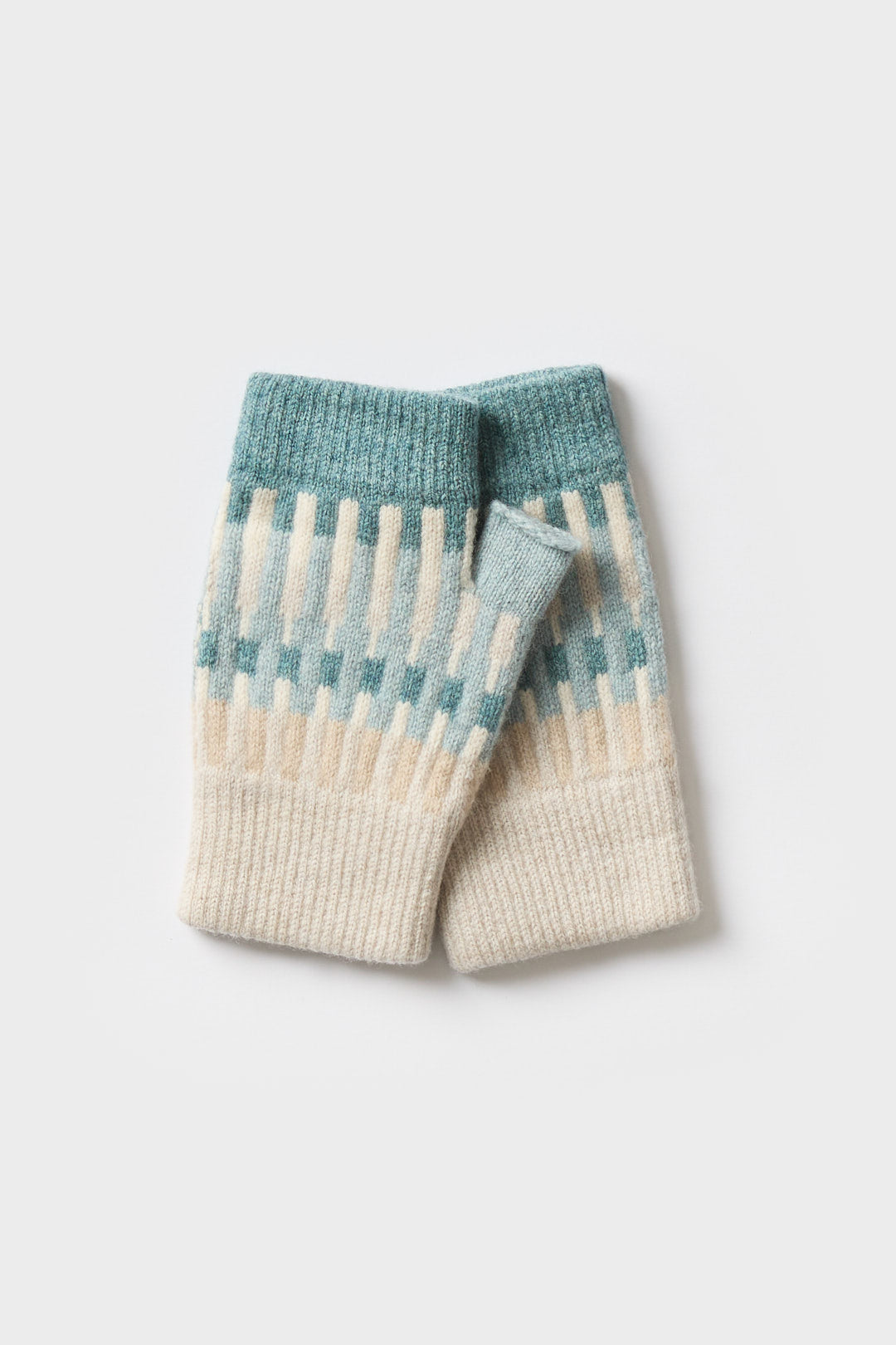 Fingerless Mitten "Harbour" - North Sea & Oatmeal