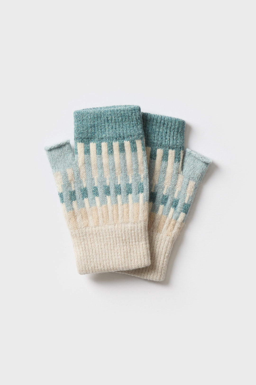 Fingerless Mitten "Harbour" - North Sea & Oatmeal