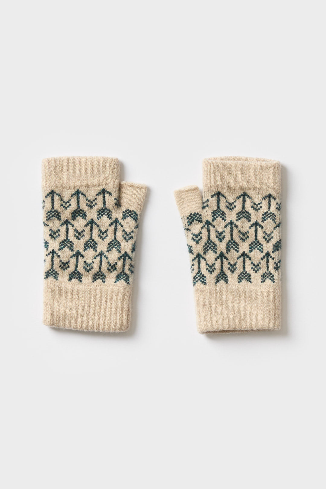 Fingerless Mitten "Arrow" - Oatmeal & Ink