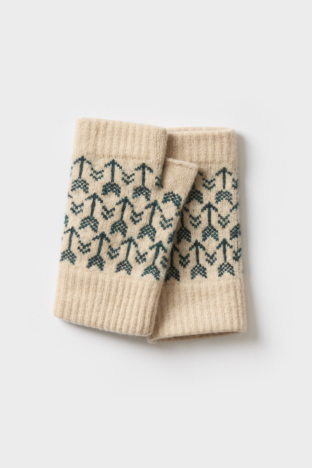 Fingerless Mitten "Arrow" - Oatmeal & Ink