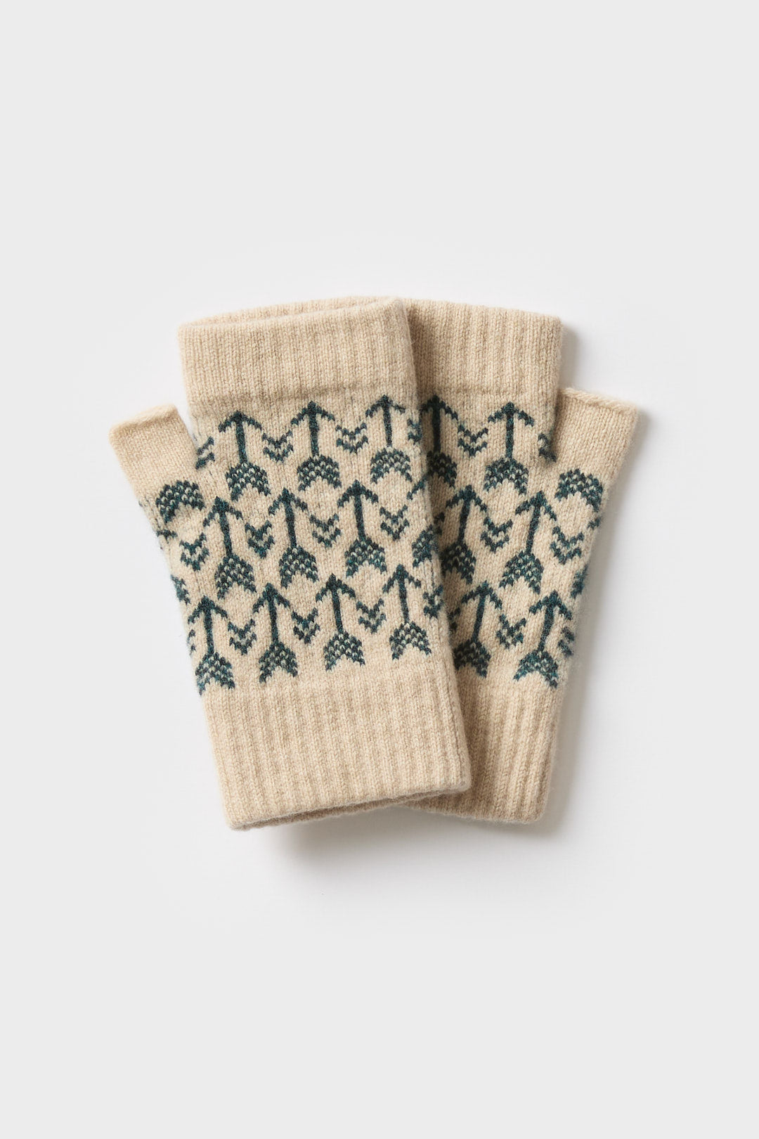 Fingerless Mitten "Arrow" - Oatmeal & Ink