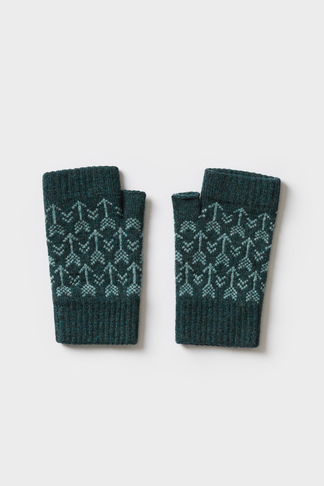 Fingerless Mitten "Arrow" - Ink + North Sea