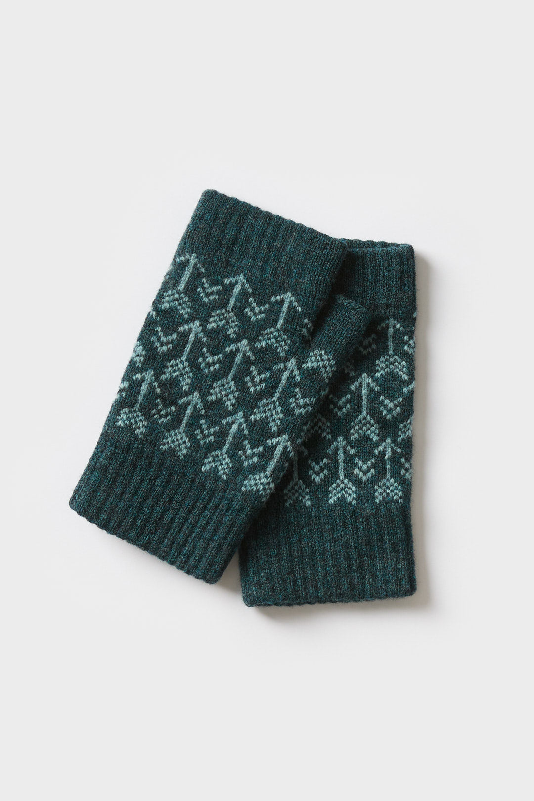 Fingerless Mitten "Arrow" - Ink + North Sea