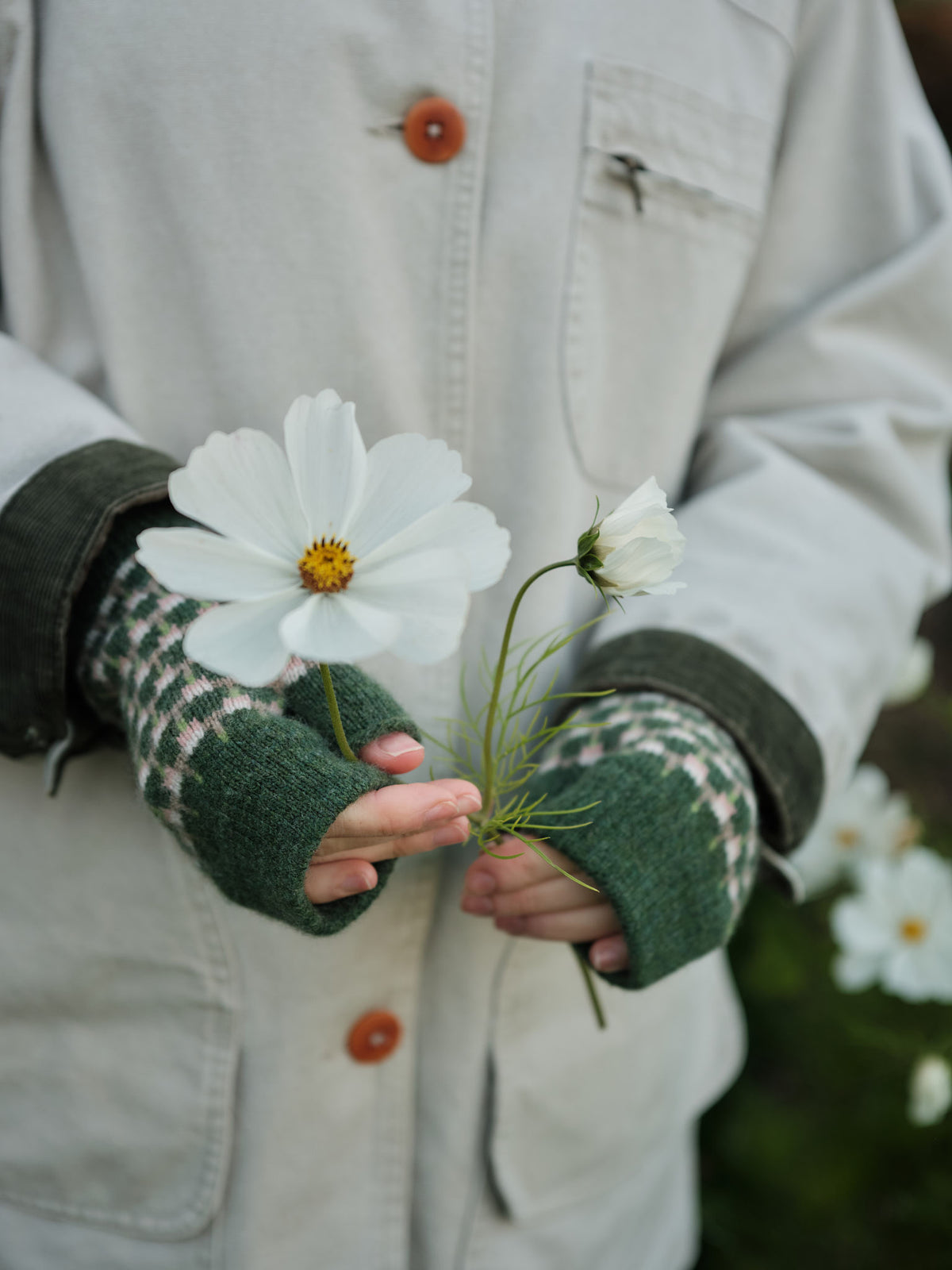 Fingerless Mitten "Basket" - Pine, Field Green, Sweetpea - Pre-Order