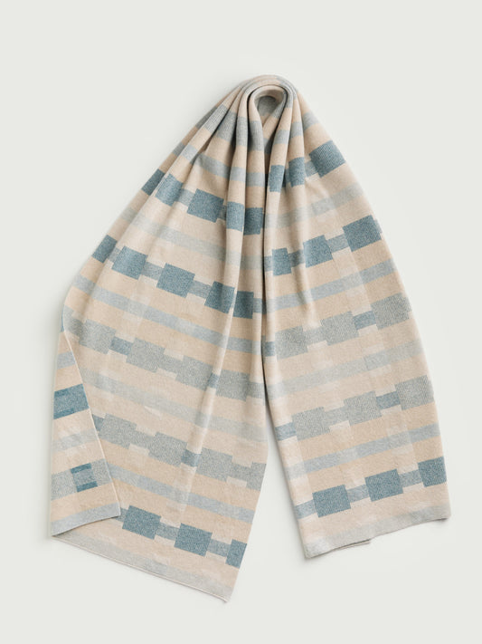 Scarf "Stockholm" - Swansdown, Oat, North Sea
