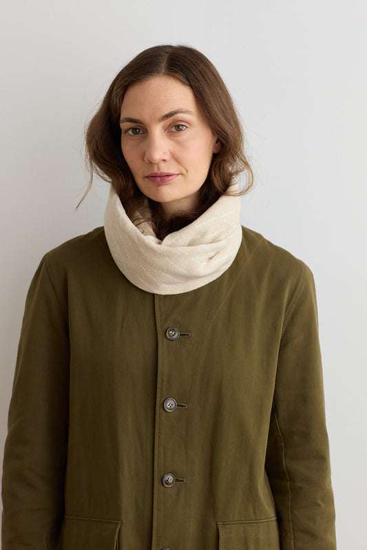 Circle Scarf "Forest" - Oatmeal & White