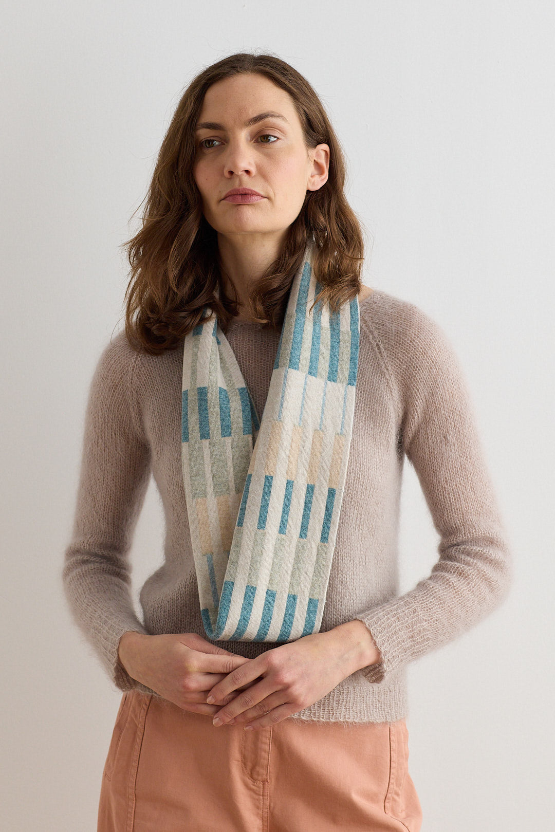 Circle Scarf "Harbour" - North Sea & Oatmeal