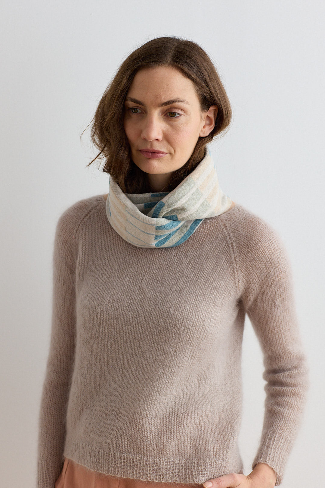 Circle Scarf "Harbour" - North Sea & Oatmeal