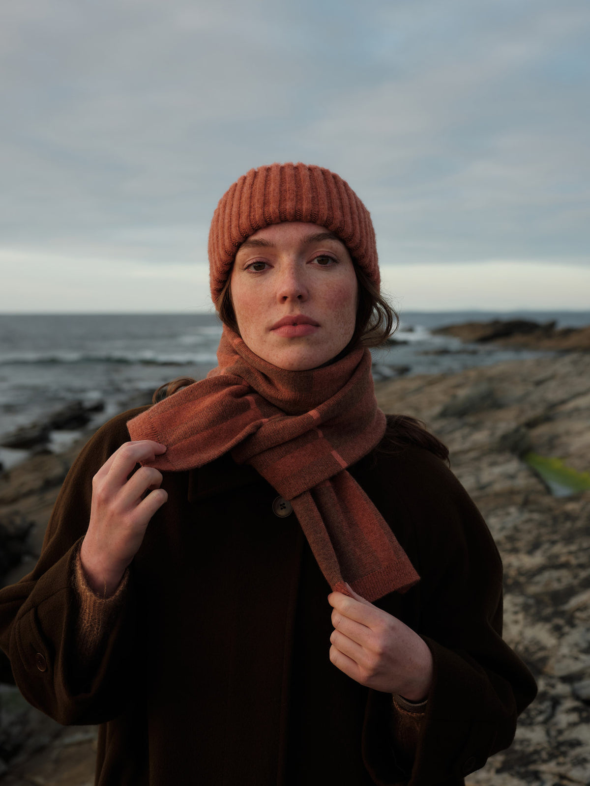 Small Scarf "Garden" - Iron Oxide & Hazelnut
