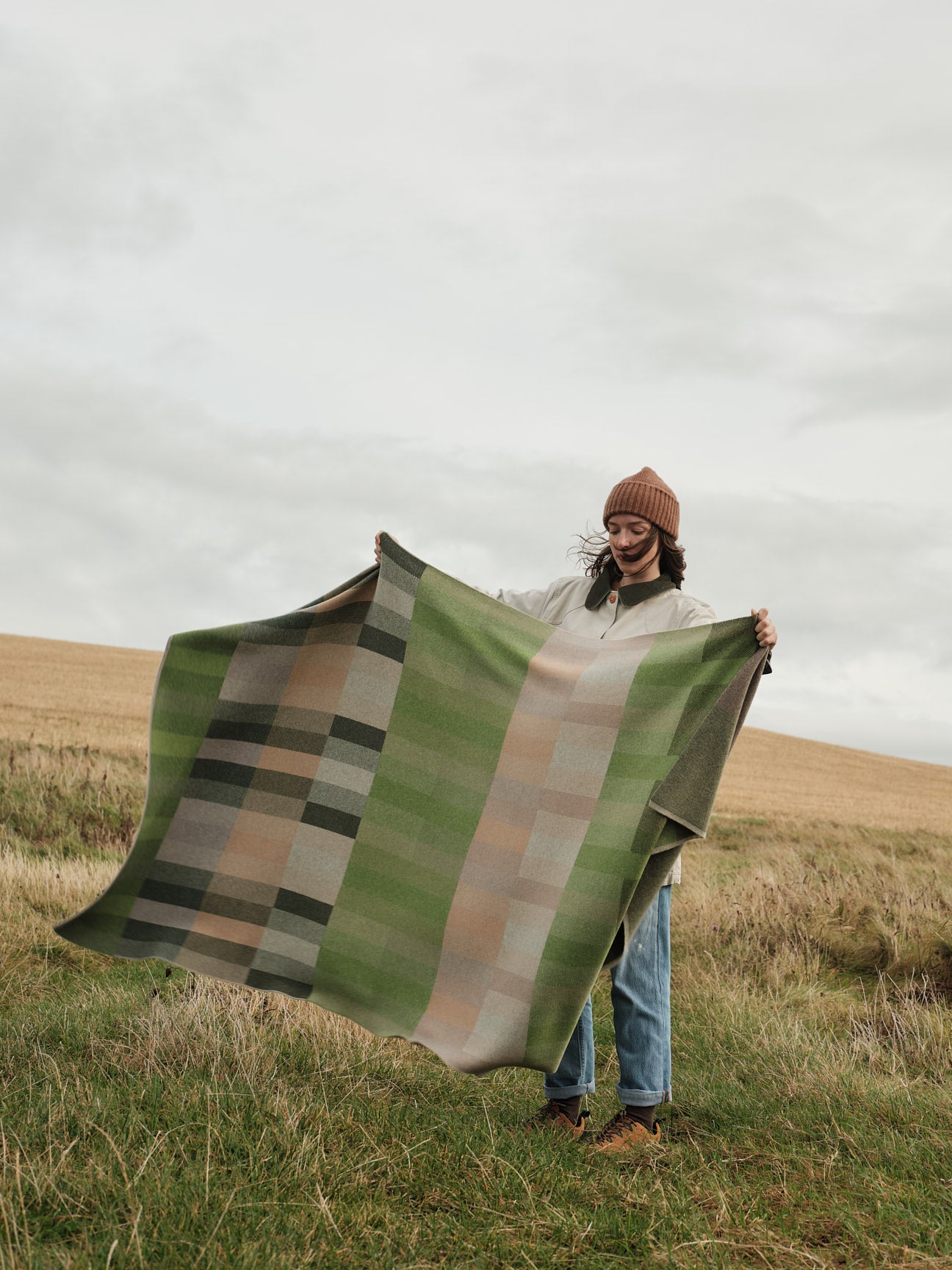 Blanket "Acre" - Field Green, Barley, Dove