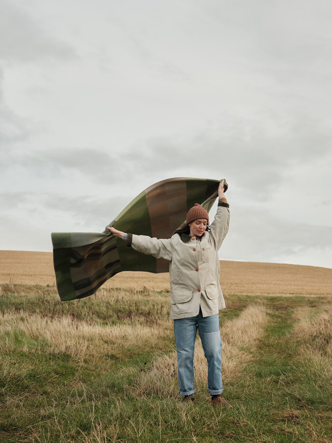 Blanket "Acre" - Field Green, Barley, Dove