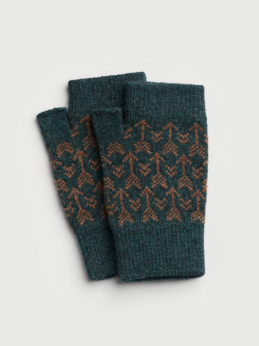 Fingerless Mitten "Arrow" - Ink & Hazelnut