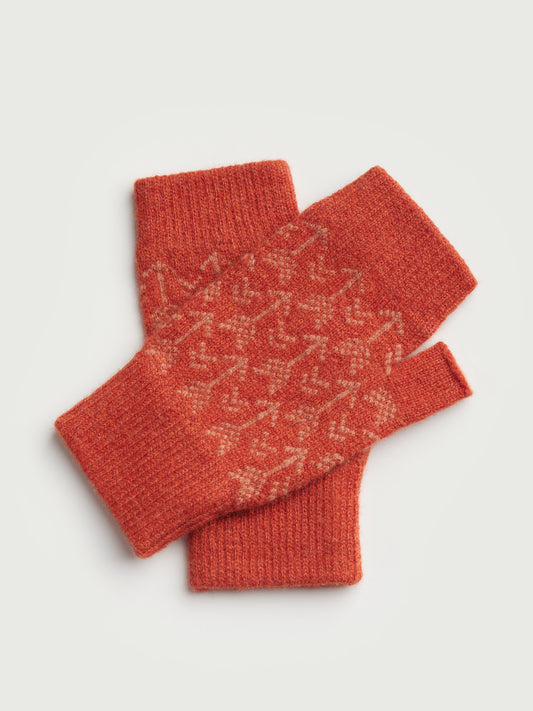 Fingerless Mitten "Arrow" - Tomato & Rosehip
