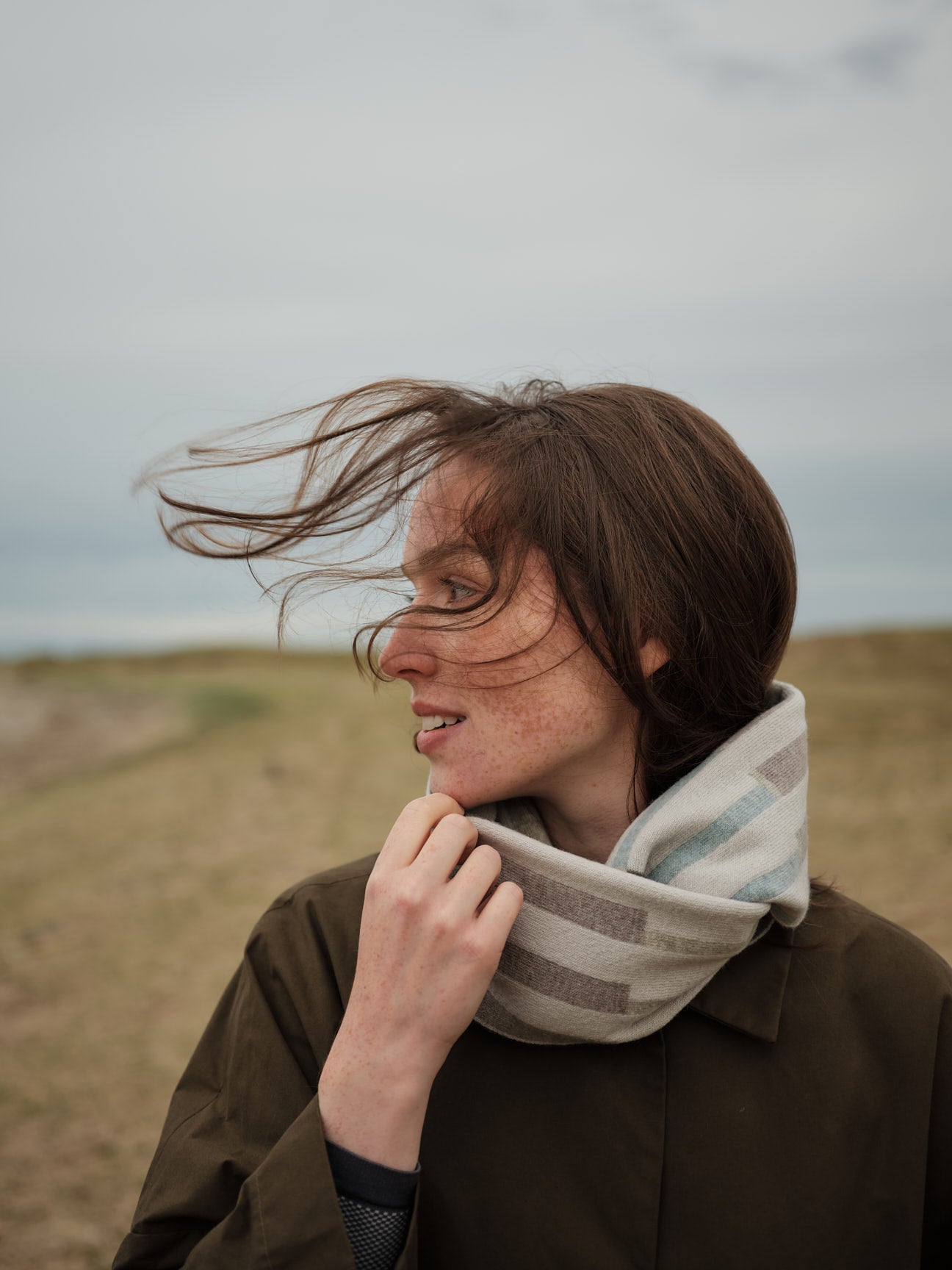 Circle Scarf "Harbour" - Paper, Moss, Haar