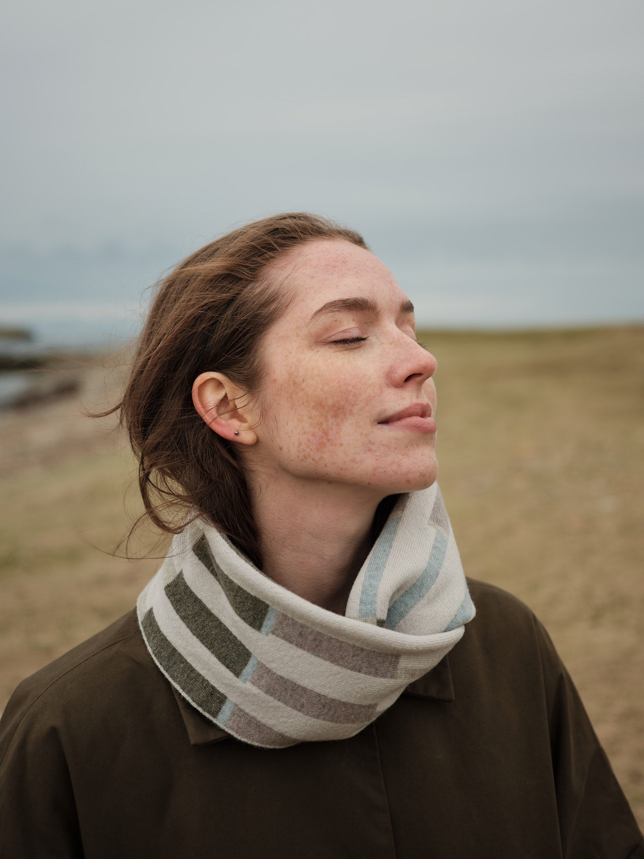 Circle Scarf "Harbour" - Paper, Moss, Haar