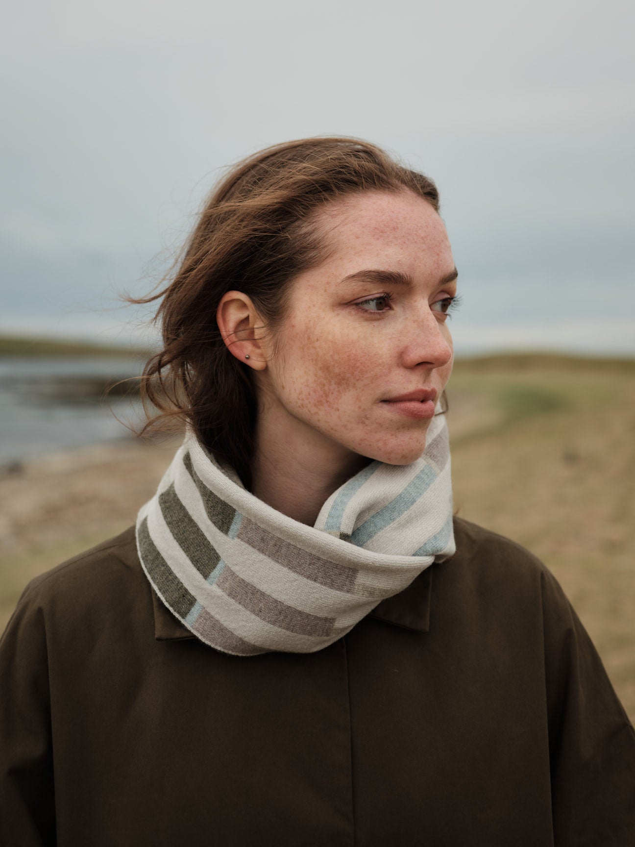 Circle Scarf "Harbour" - Paper, Moss, Haar