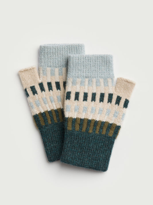 Fingerless Mitten "Harbour" - Ink, Olive, Oat