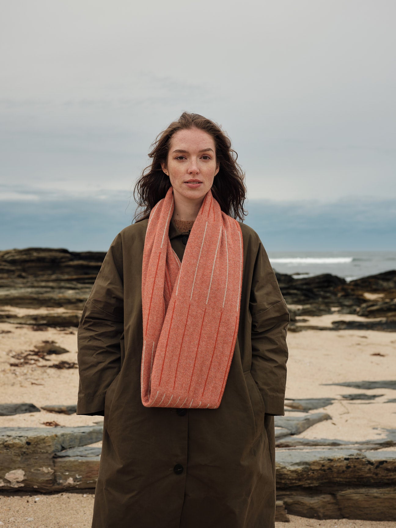 Circle Scarf "Reed" - Tomato & Birch