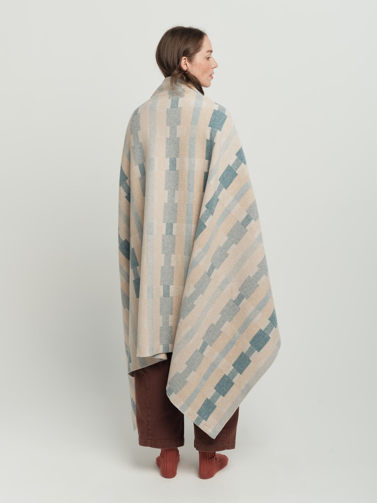 Blanket "Stockholm" - Swansdown, Oat, North Sea