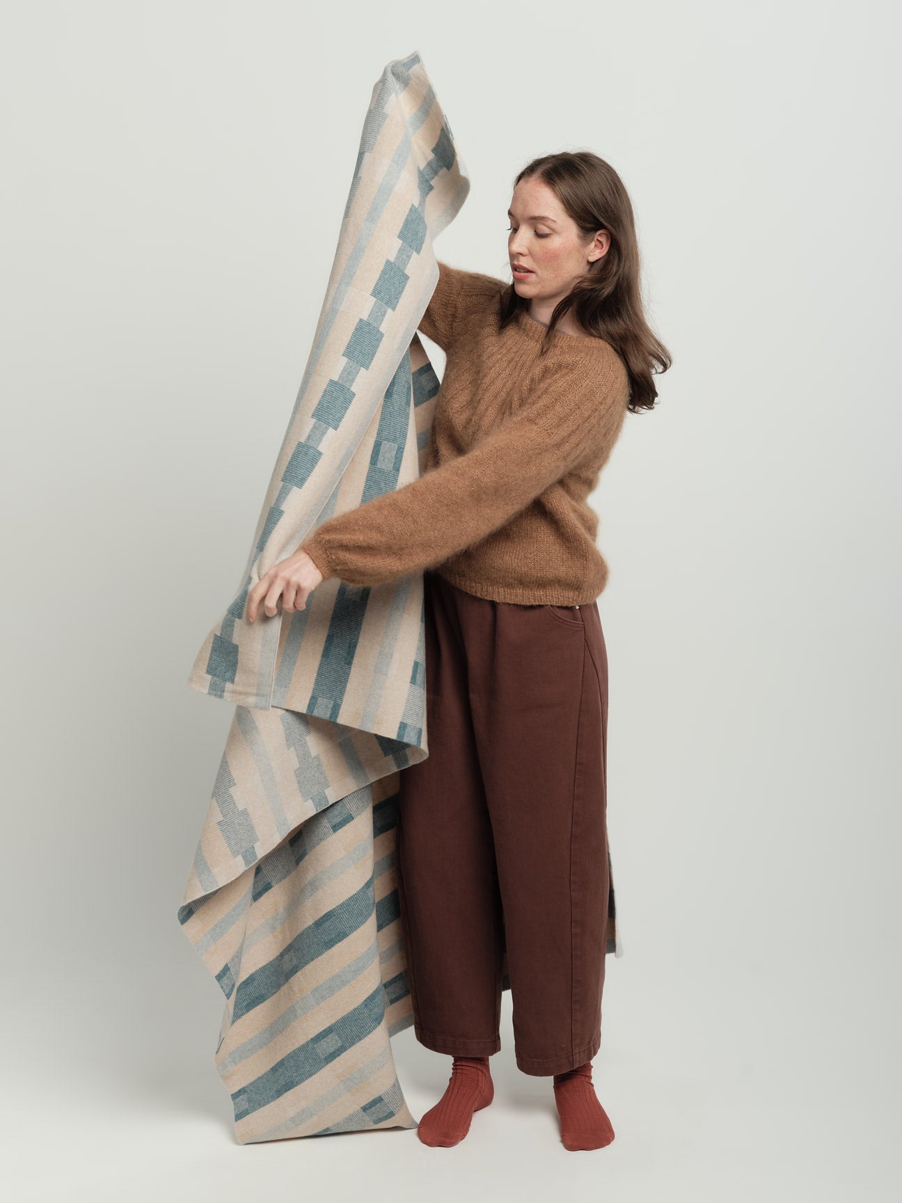 Blanket "Stockholm" - Swansdown, Oat, North Sea