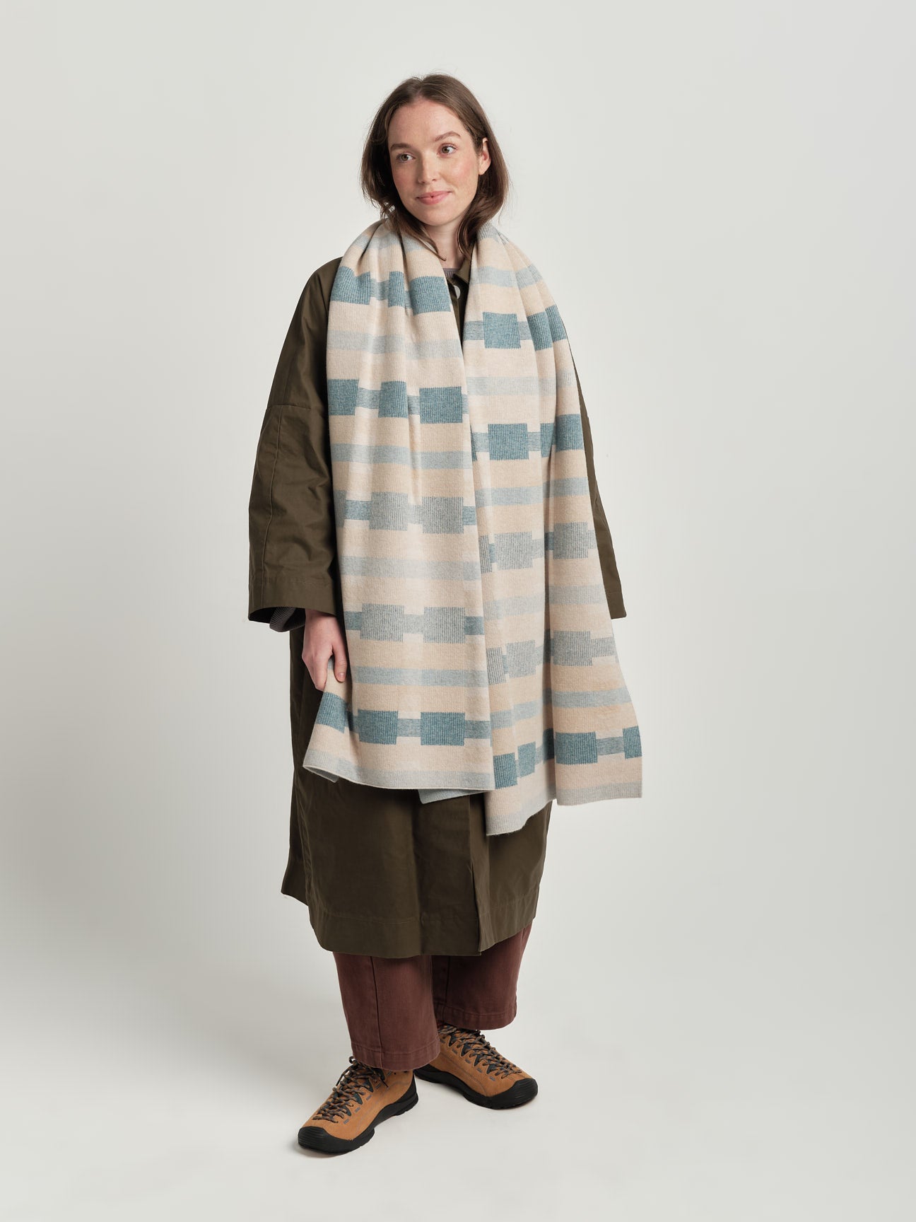 Scarf "Stockholm" - Swansdown, Oat, North Sea