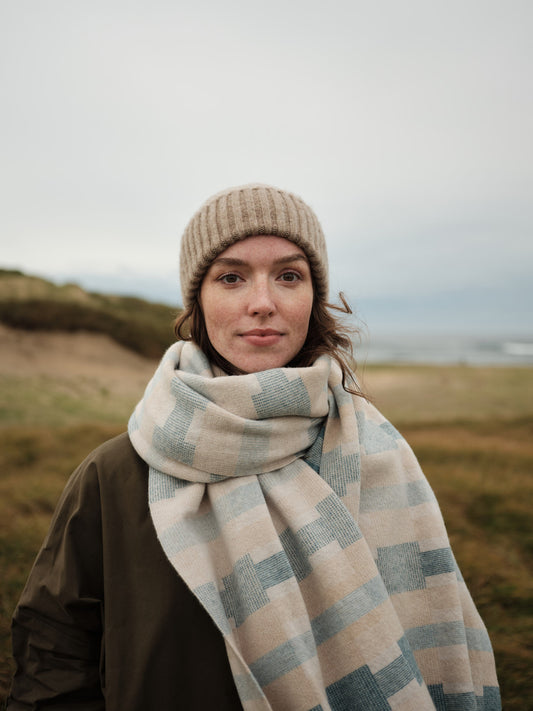 Scarf "Stockholm" - Swansdown, Oat, North Sea