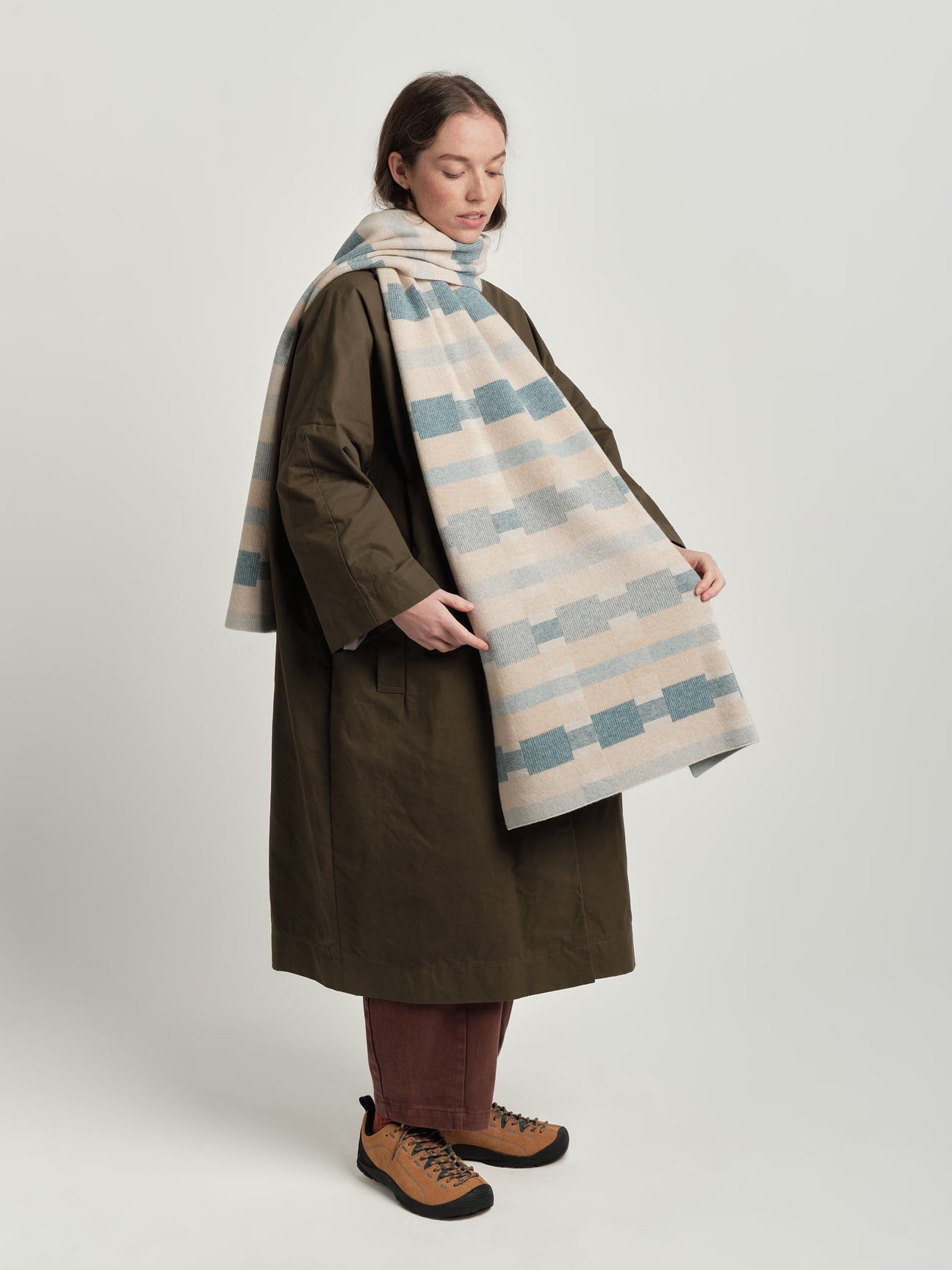 Scarf "Stockholm" - Swansdown, Oat, North Sea