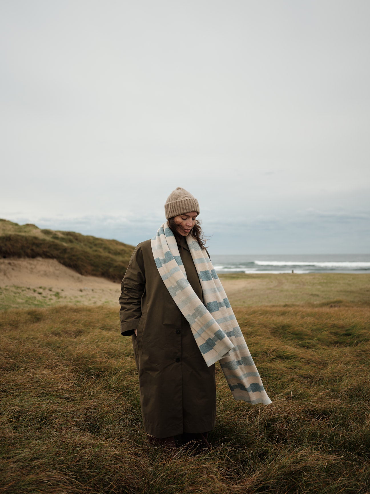 Scarf "Stockholm" - Swansdown, Oat, North Sea